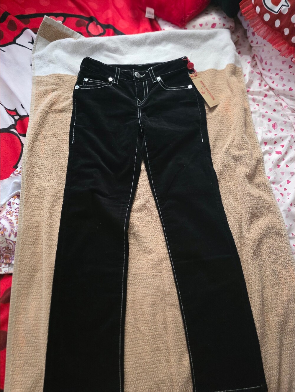 Black Girl's Straight-Leg Pants with Contrast Stitching
